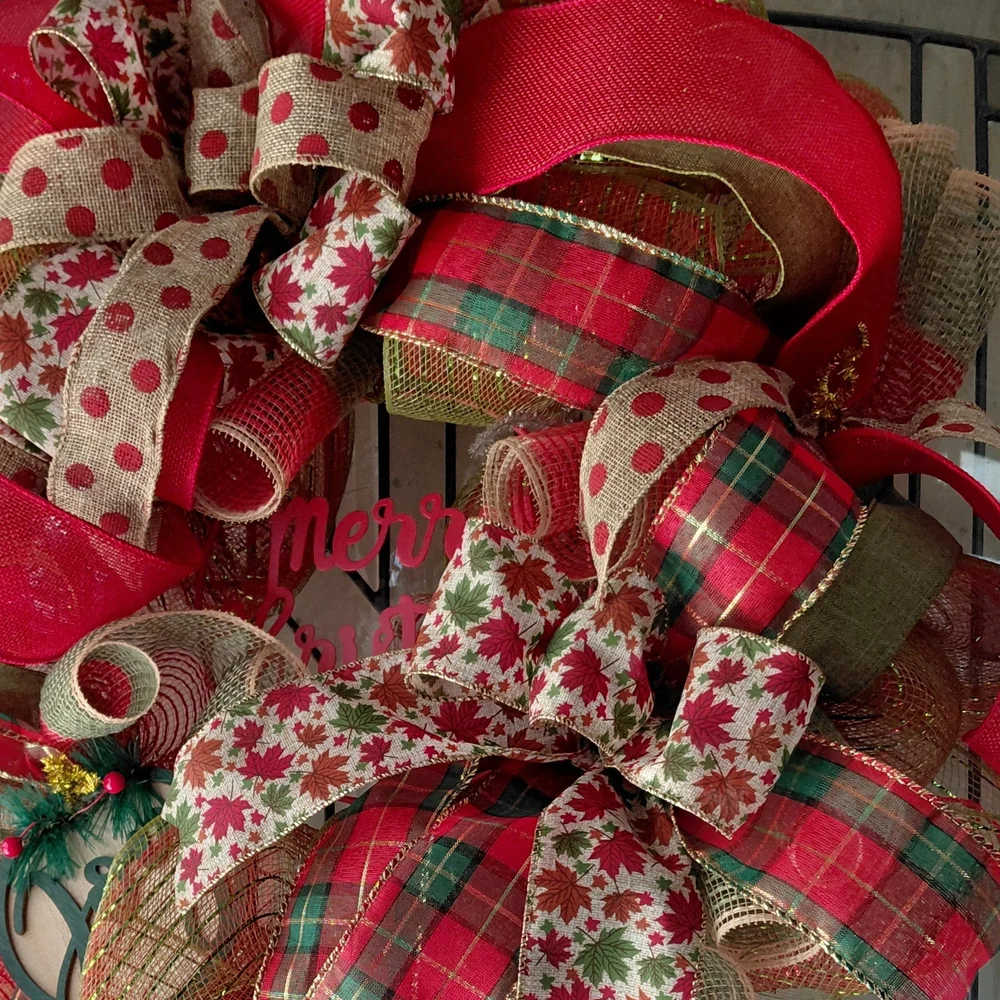 Festive Red and Green Holiday Wreath